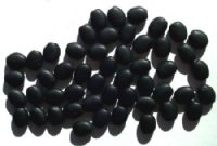 50 8x6mm Matte Black Flat Oval Glass Beads